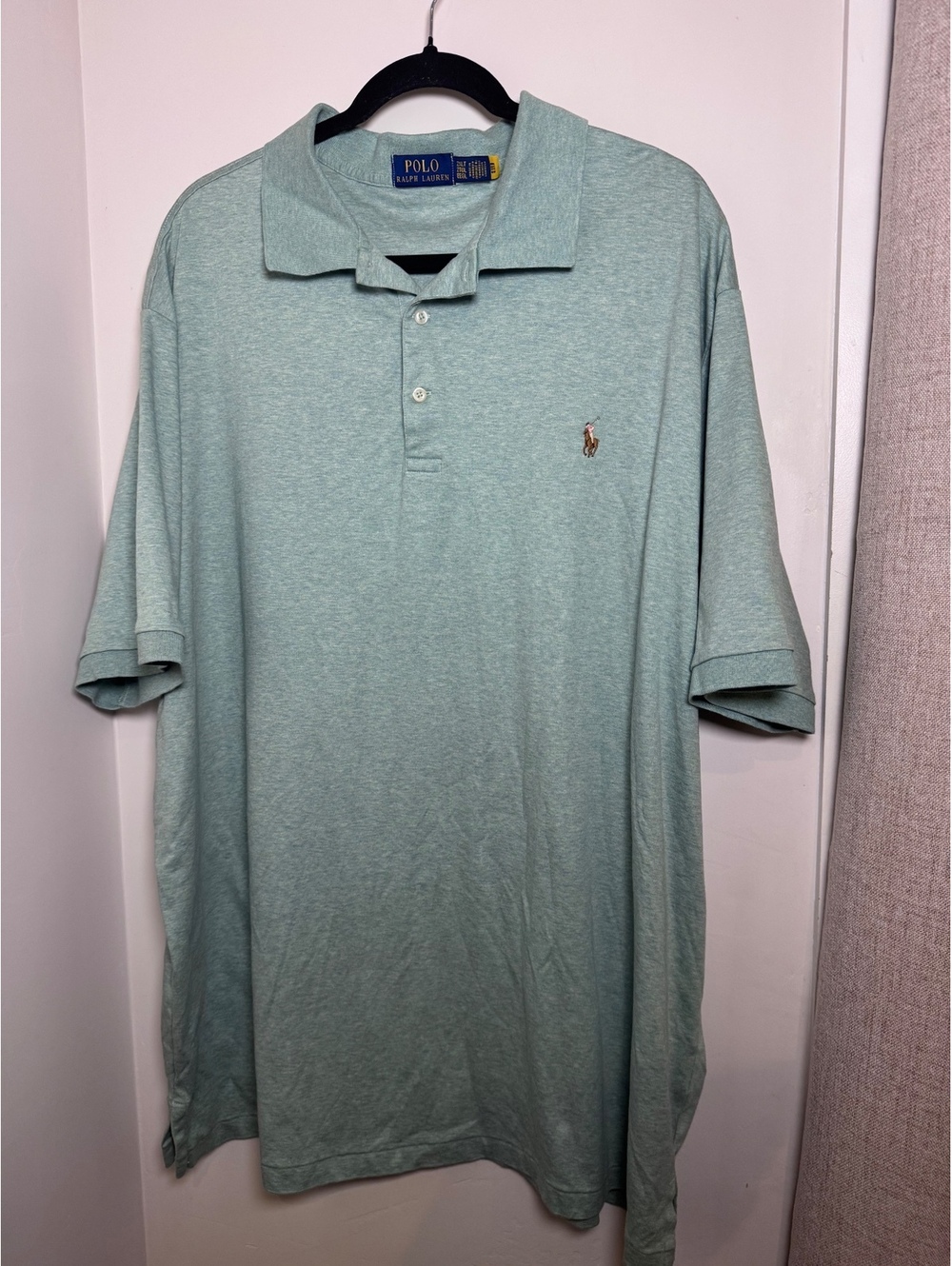 Polo Ralph Lauren Men’s 2XLT Big & Tall Heather Sage Green Polo Shirt Pony Logo